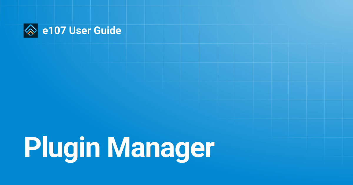 Plugin Manager | e107 User Guide
