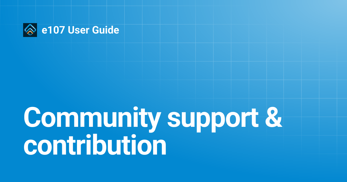 Community support & contribution | e107 User Guide