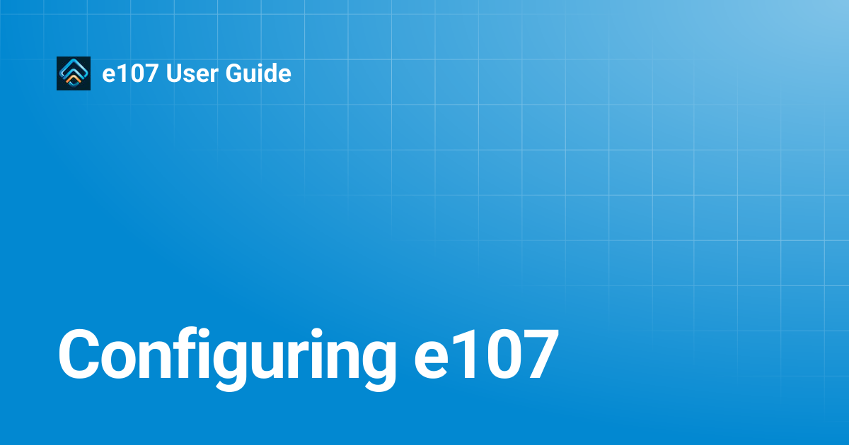 Configuring e107 | e107 User Guide